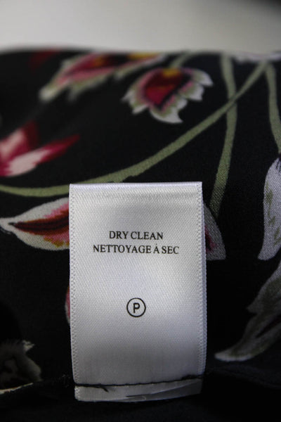 ALC Women's High Neck Sleeveless Tassel Black Floral Silk Blouse Size 0