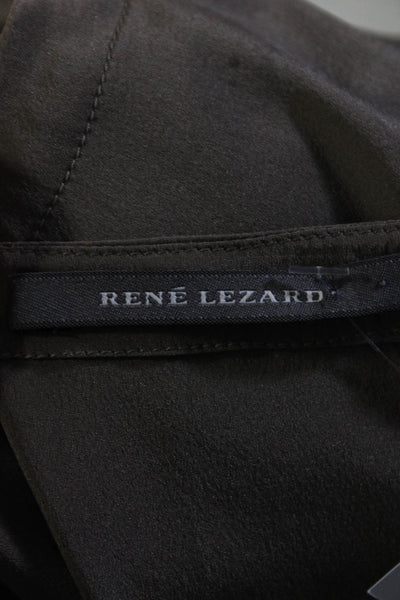 Rene Lezard Women's V-Neck Sleeveless Hi-Lo Hem Silk Blouse Gray Size 36