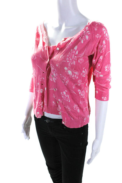 Anisma Women's Long Sleeves Button Down Floral Two Piece Sweater Set Size M