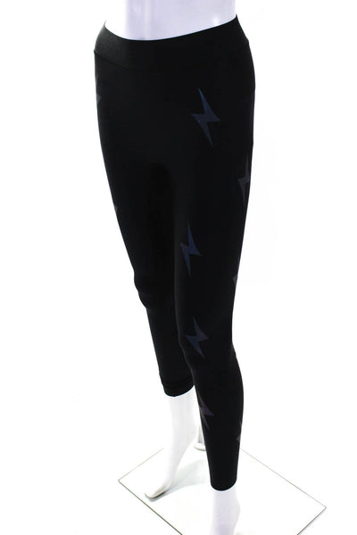 Ultracor Womens High Rise Reflective Graphic Print Ankle Leggings Black Size XS