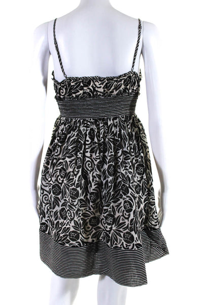 BCBG Max Azria Womens Floral Striped Print Sleeveless Empire Dress Black Size S