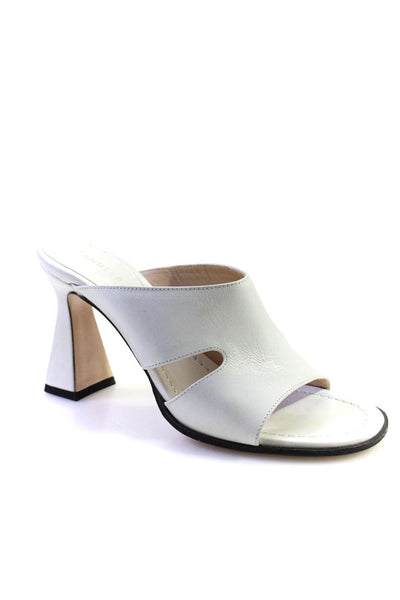 Wandler Womens Leather Slide On Mule Sandal Heels White Size 37 7