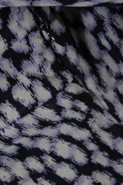 Michael Michael Kors Womens Abstract Ruffle Trim Long Sleeve Romper Purple Size