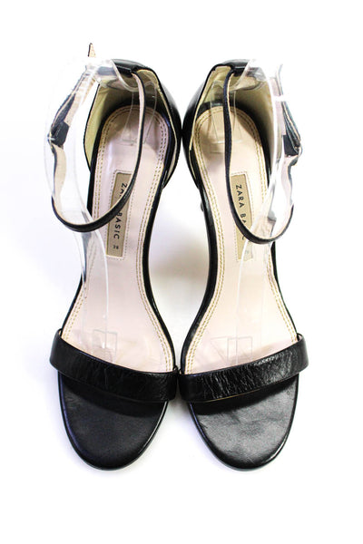 Zara Basic Collection Womens Leather Ankle Strap Heels Black Size 38 8 OS Lot 2