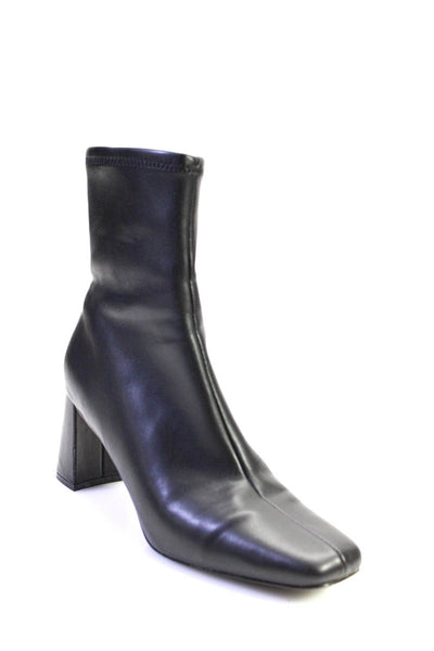 Steve Madden Womens Vegan Leather Square Toe Zip Up Sock Boots Black Size 8M
