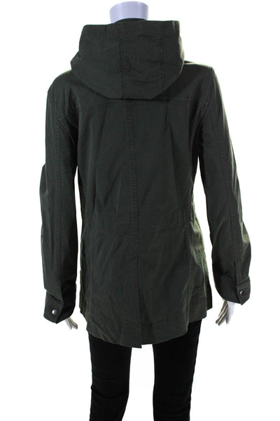 Theory Womens Long Sleeve Zip Up Hooded Pocket Front Light Jacket Green Medium