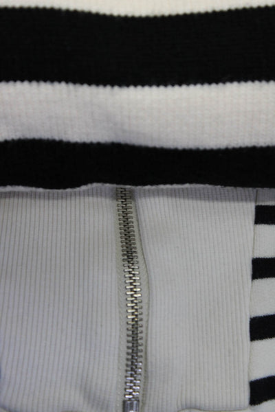 Zara Womens Pullover Crew Neck Striped Sweaters White Black Small Medium Lot 2