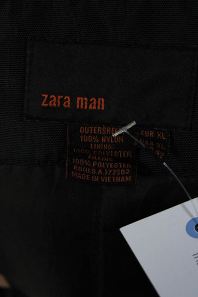 Zara Man Mens Collared Pocket Zippered Long Sleeved Jacket Coat Black Size XL