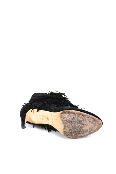 Via Spiga Womens Suede Fringe Stiletto Ankle Boots Black Suede Size 37.5 7.5