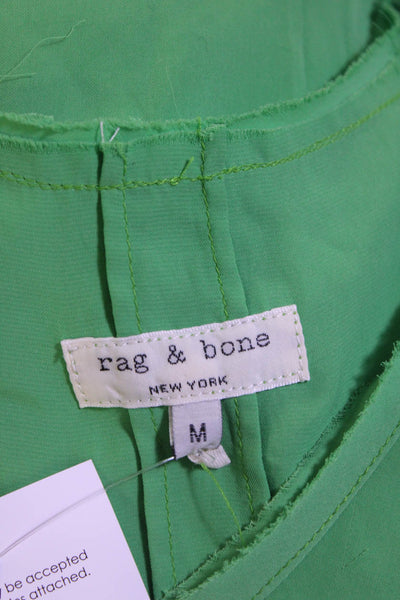 Rag & Bone Womens Sleeveless Raw Hem V-Neck Tank Blouse Green Size M