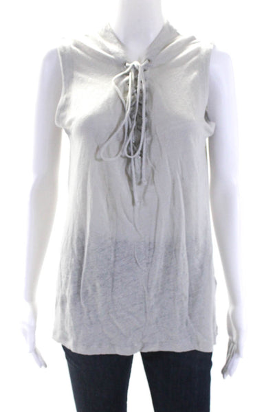 IRO Womens Linen Sleeveless Lace Up Tank Top Gray Size M
