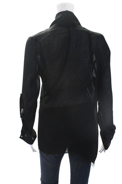 Helmut Lang Womens Long Sleeve V Neck Button Down Blouse Black Size S