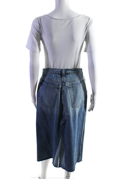 Khaite Womens Cotton Denim Five Pocket Button Closure Midi Jean Skirt Size 30