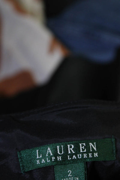 Lauren Ralph Lauren Womens Lined Leather Side Zip Flare Skirt Black Size 2