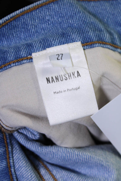 Nanushka Womens Cotton Five Pocket Zip Fly Mid-Rise Tapered Jeans Blue Size 27