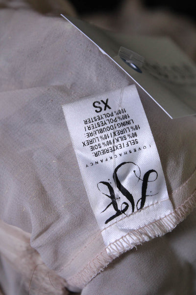 Love Shack Womens Silk Metallic Long Sleeve Blouson Dress Fancy Beige Size XS