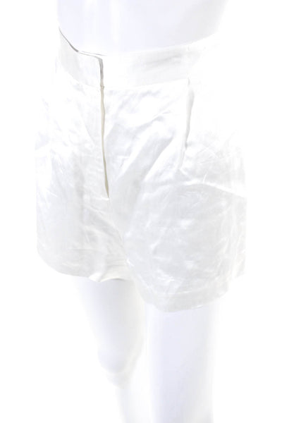 Intermix Womens Solid White Satin High Rise Mini Shorts Size 6