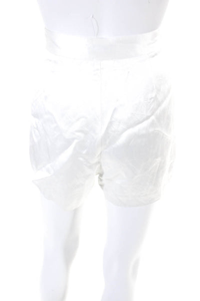 Intermix Womens Solid White Satin High Rise Mini Shorts Size 6