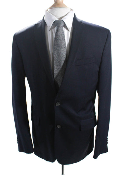 Jack Victor Mens Navy Blue Wool Two Button Long Sleeve Blazer Size 42R