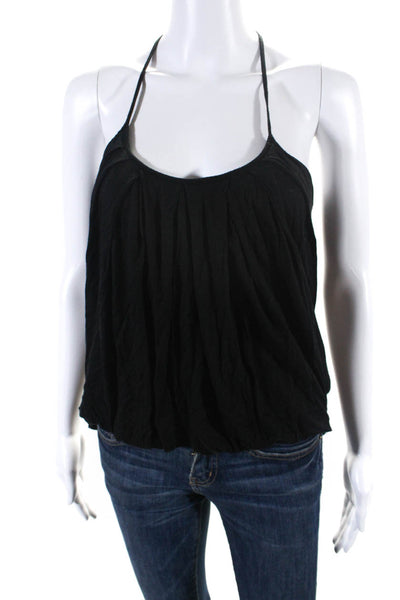 Helmut Lang Womens Split Hem Round Neck Sleeveless High Low Blouse Black Size S