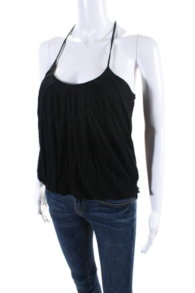 Helmut Lang Womens Split Hem Round Neck Sleeveless High Low Blouse Black Size S