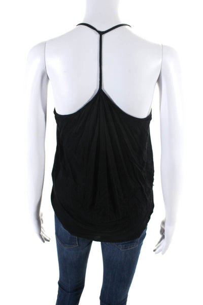 Helmut Lang Womens Split Hem Round Neck Sleeveless High Low Blouse Black Size S