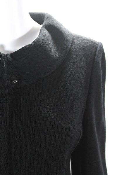 St. John Womens Wool Knit Cap Sleeve Split Hem Tie Sweater Cardigan Blue Size M