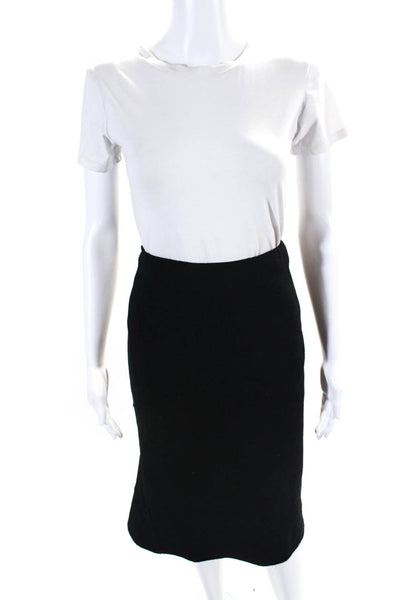 Escada Womens Wool Seersucker Back Zip Lined Flared Hem Midi Skirt Black Size 40