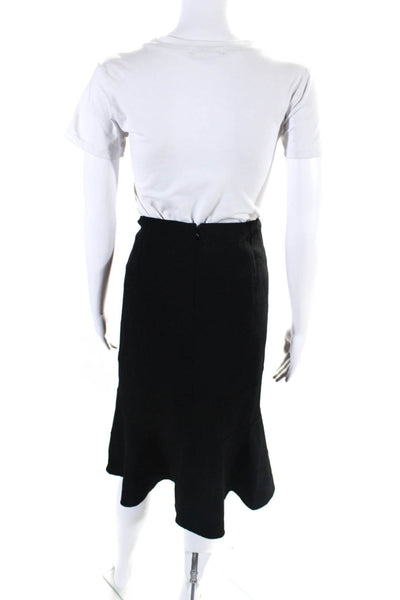 Escada Womens Wool Seersucker Back Zip Lined Flared Hem Midi Skirt Black Size 40