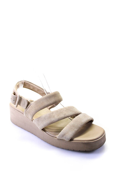 Vince Womens Suede Strappy Open Toe Slingback Platform Sandals Beige Size 9