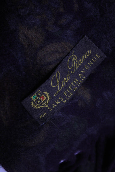 Loro Piana Womens Cashmere Floral Print Tassel Trim Neck Scarf Burgundy Size OS