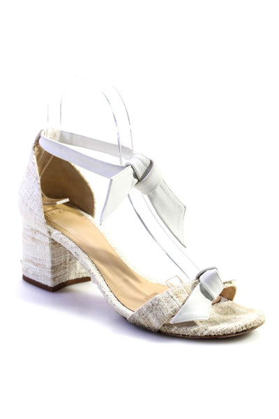 Alexandre Birman Womens Woven Tie Closure Ankle Strap Heels White Size 37.5 7.5