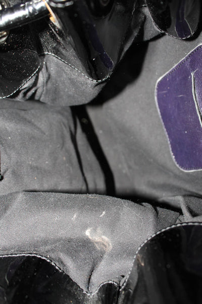 Robert Clergerie Womens Leather Patent Leather Trim Shoulder Bag Purple Size L