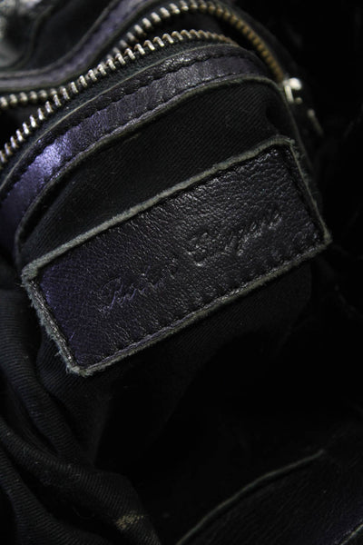 Robert Clergerie Womens Leather Patent Leather Trim Shoulder Bag Purple Size L