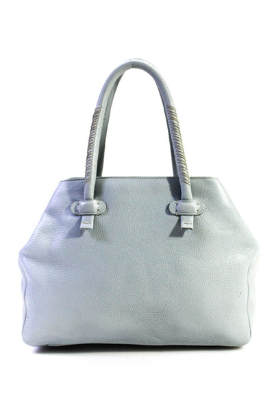 Giorgio Armani Womens Leather Hook Loop Closure Top Handle Bag Blue Size S