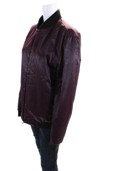 Theory Womens Full Zipper Volter Catalyst Bomber Jacket Purple Size Large
