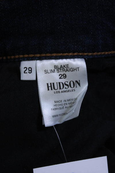 Hudson Mens Cotton Dark Wash Buttoned Slim Straight Jeans Blue Size EUR29