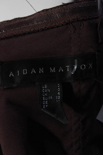 Aidan Mattox Womens Satin Sleeveless Ruffled Trim Split Hem Gown Purple Size 0