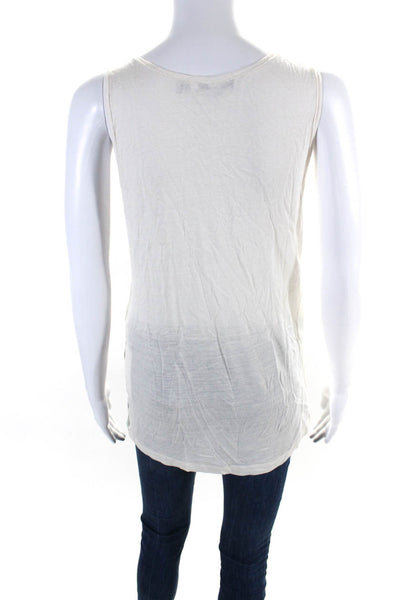 See by Chloe Womens Striped Pullover Tank Top White Silver Size 2