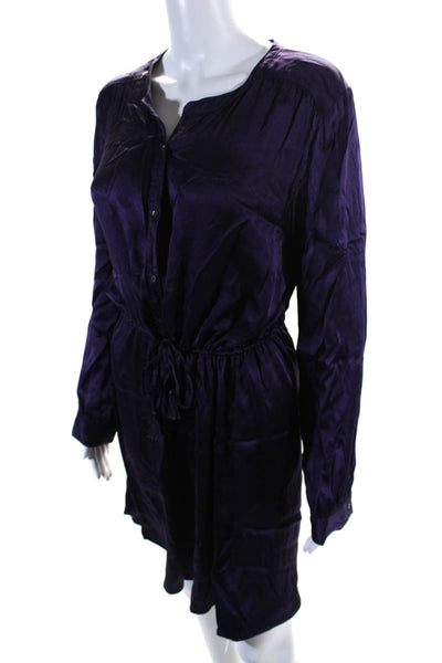 Calypso Saint Barth Womens Silk Half Button Down Shirt Dress Purple Size Small