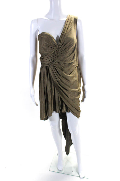 Alexander Wang Womens Sweetheart Neck Ruched Draped Dress Brown Size 2