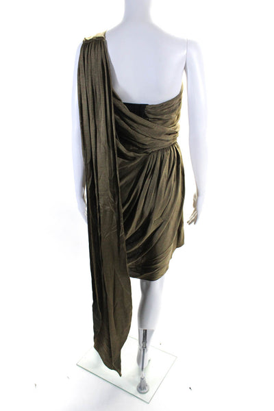 Alexander Wang Womens Sweetheart Neck Ruched Draped Dress Brown Size 2