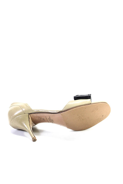 Valentino Garavani Womens Leather Bow D'Orsay Open Toe Heels Beige Tan Size 6.5
