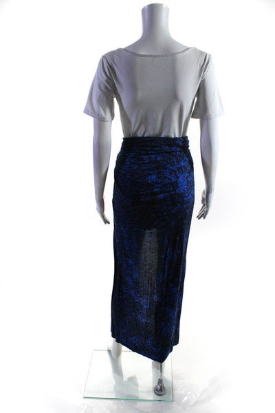Helmut Lang Women's Pull-On Lined Slit Hem Maxi Skirt Blue Size P
