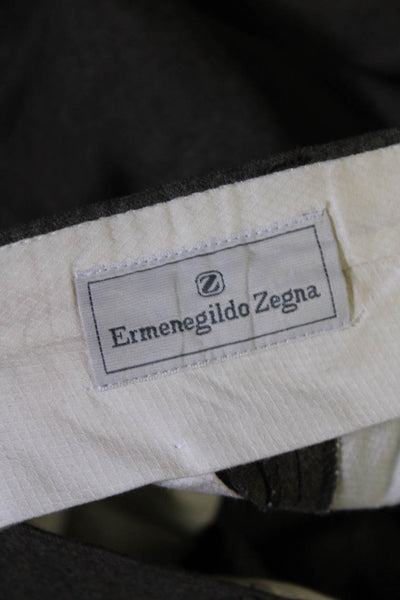 Ermenegildo Zegna Mens Brown Wool Fine Worsted Super 100'S Dress Pants Size 40