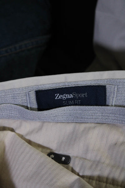 Zegna Sport Mens Light Khaki Cotton Pleated Straight Leg Pants Size 39/56