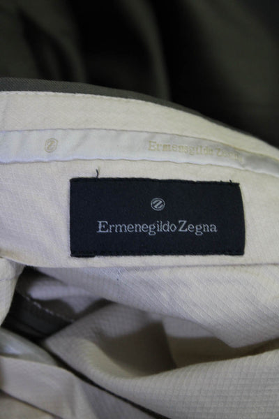 Ermenegildo Zegna Mens Taupe Brown Wool Pleated Straight Dress Pants Size 38