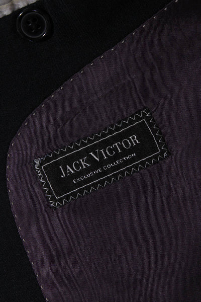 Jack Victor Men's Long Sleeves Lined Collared Two Button Jackets Black Size 40