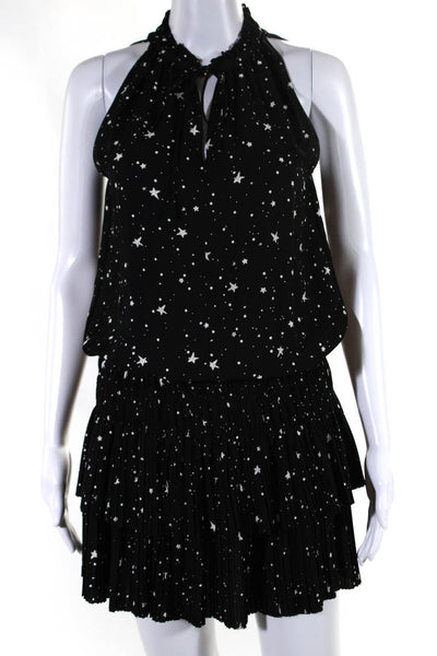 Current Air Womens Star Print Sleeveless Tied Blouson Dress Black White Size XS