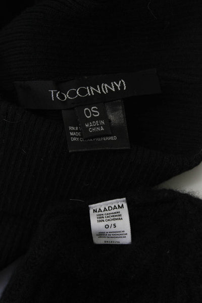 Toccin Naadam Womens Knit Cotton Cashmere Beanie Hat Black One Size